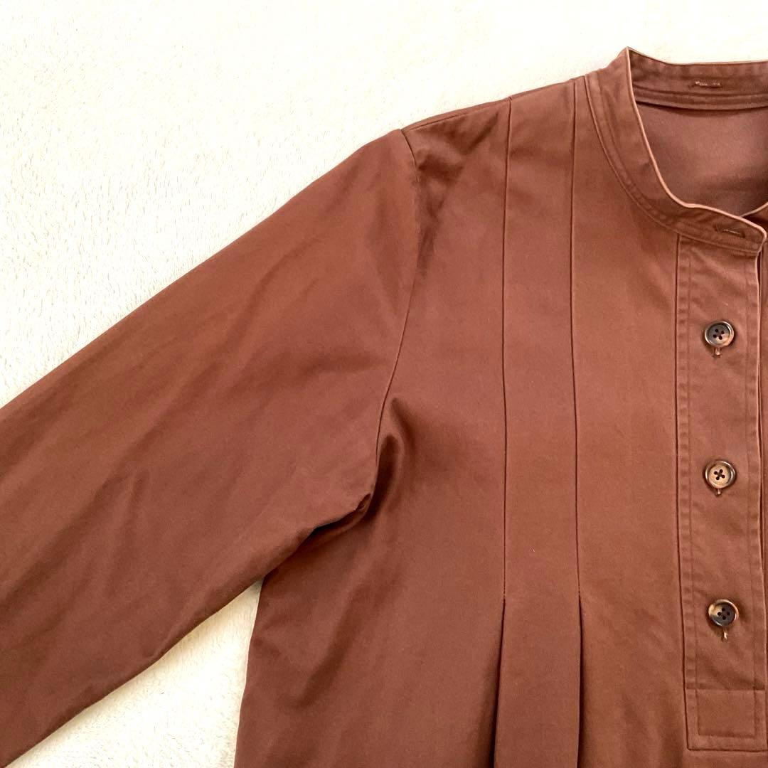 【美品】マーガレットハウエル タック ロング ワンピース Ａライン バンドカラー