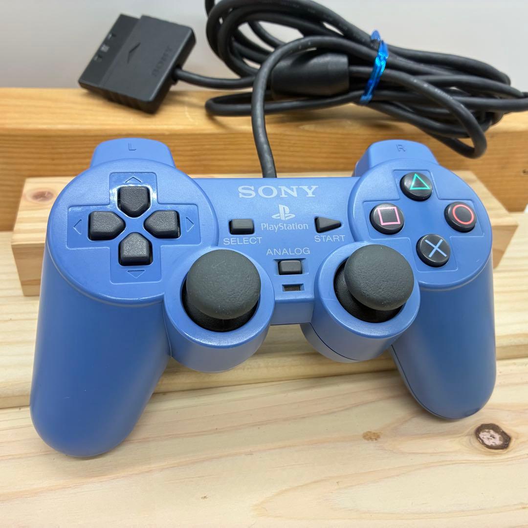 純正品 希少色 プレイステーション２ コントローラ ブルー