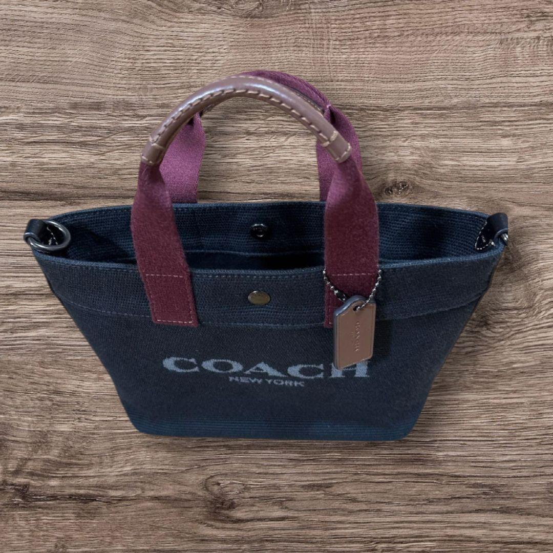本日限定！コーチCOACH トートショルダーバッグ ブラックキャンパス地＆レザー