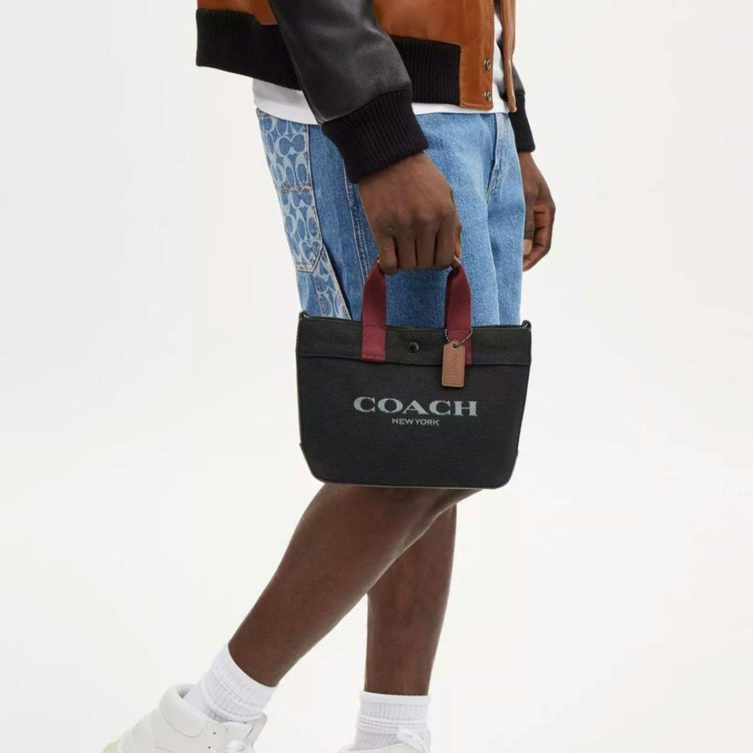 本日限定！コーチCOACH トートショルダーバッグ ブラックキャンパス地＆レザー