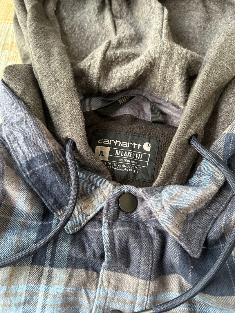 00s Carhartt シャツジャケット パーカー チェック XL 古着