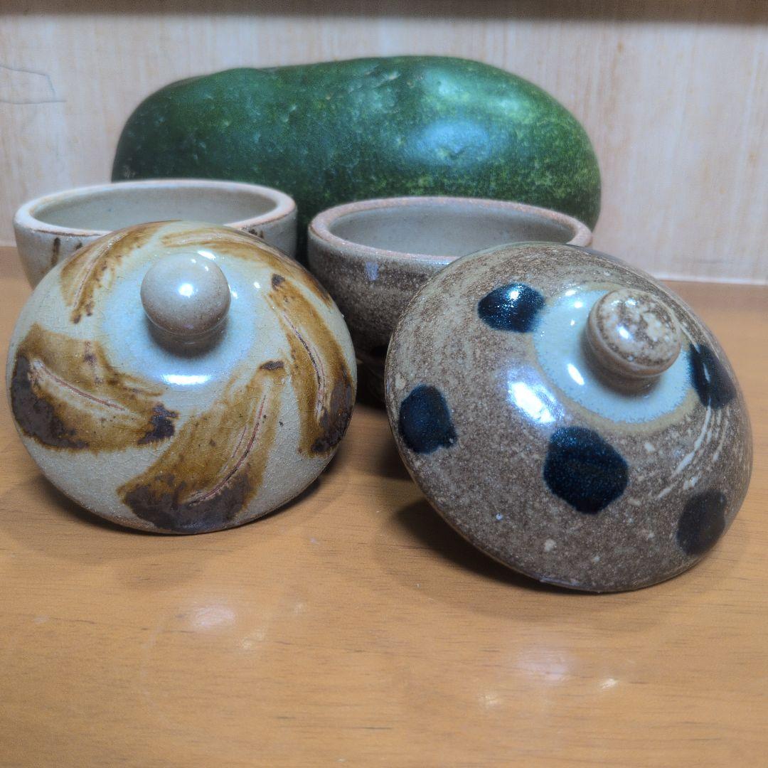​【未使用】やちむん 北窯 宮城正亨作 蓋付碗（蒸し碗）2個セット