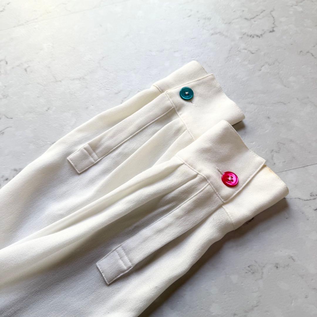 Paul Smith ソフトジョーゼット ブラウス 38 ボタン ホワイト