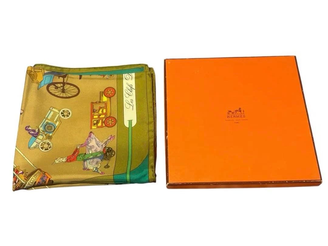 【希少品】エルメス カレ90 子供時代の鍵 シルク100 スカーフ