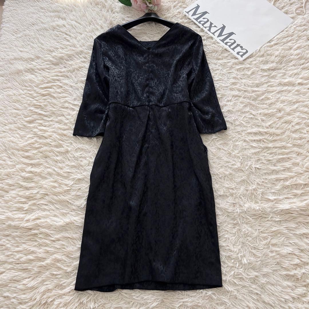 美品✨Max&Co 大きいサイズ　タック入りジャガードワンピース　ネイビー　48