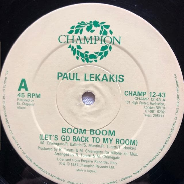洋楽 Paul Lekakis Boom Boom CHAMP12-43 y122