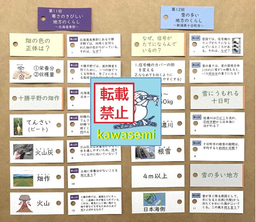 カット済【中学受験】予習シリーズ社会 4年上 (全単元) 地理 暗記カードa