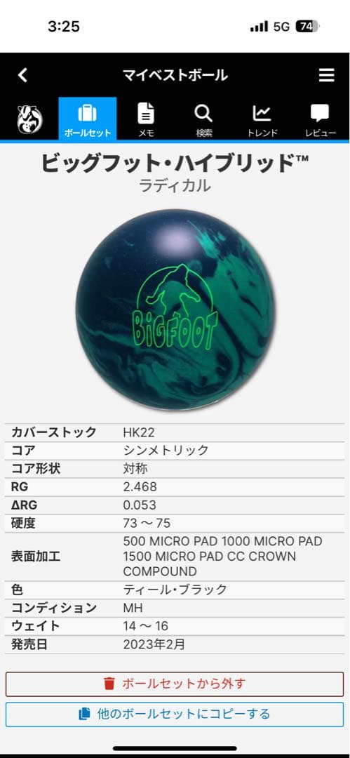 ラディカル ビッグフット・ハイブリッド 15P サムレス