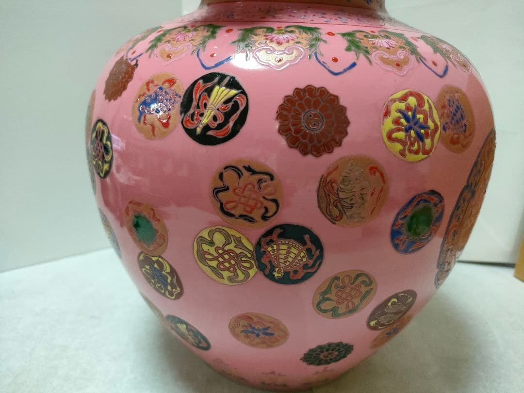 中国美術 古玩 大清乾隆年製　壺　瓢箪形　　福寿　縁起物　陶器　置物　色絵