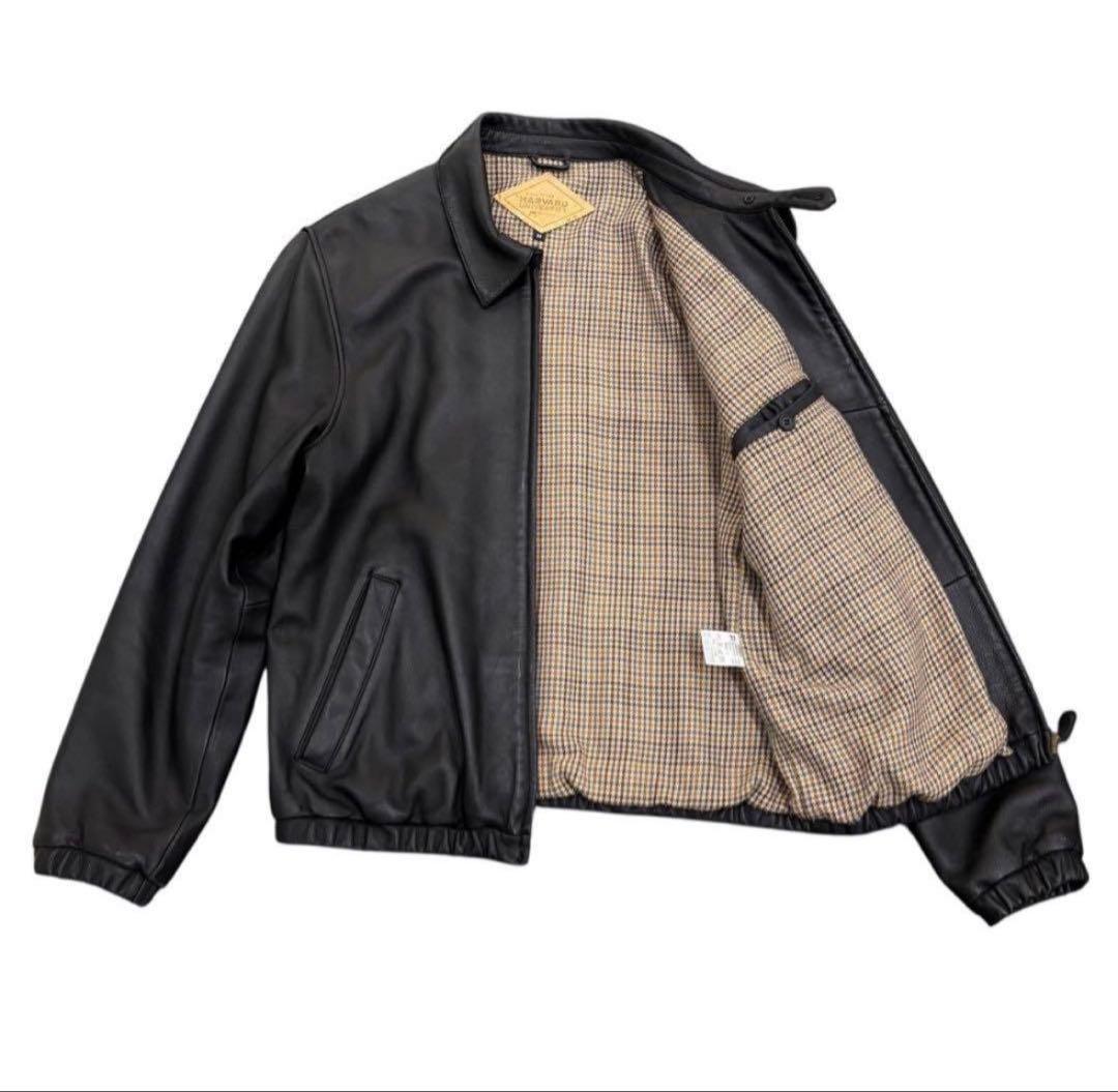 ハーバード大学 ラムレザー ジャケット M 黒 高級感 90s 美品　短丈