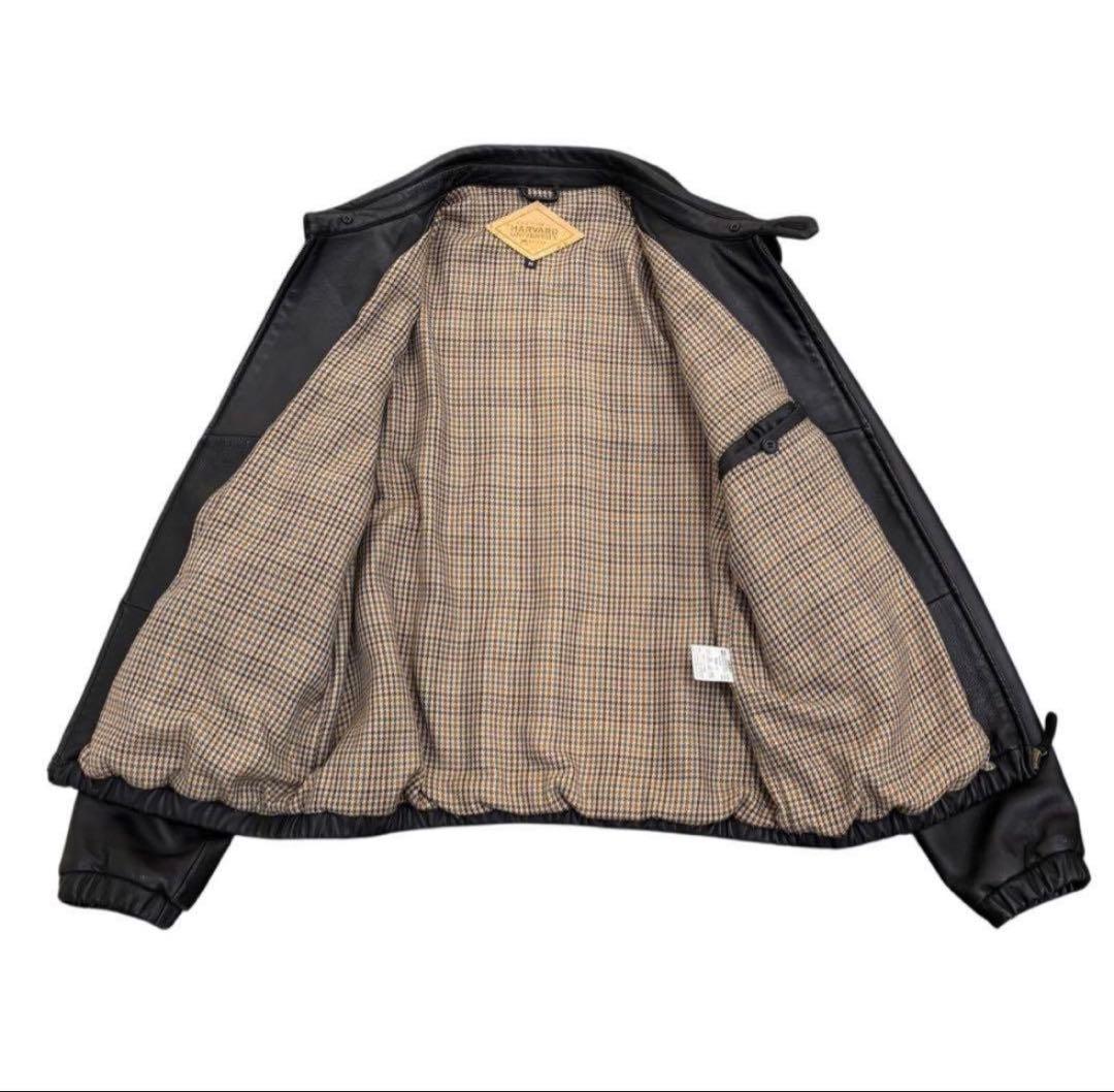 ハーバード大学 ラムレザー ジャケット M 黒 高級感 90s 美品　短丈