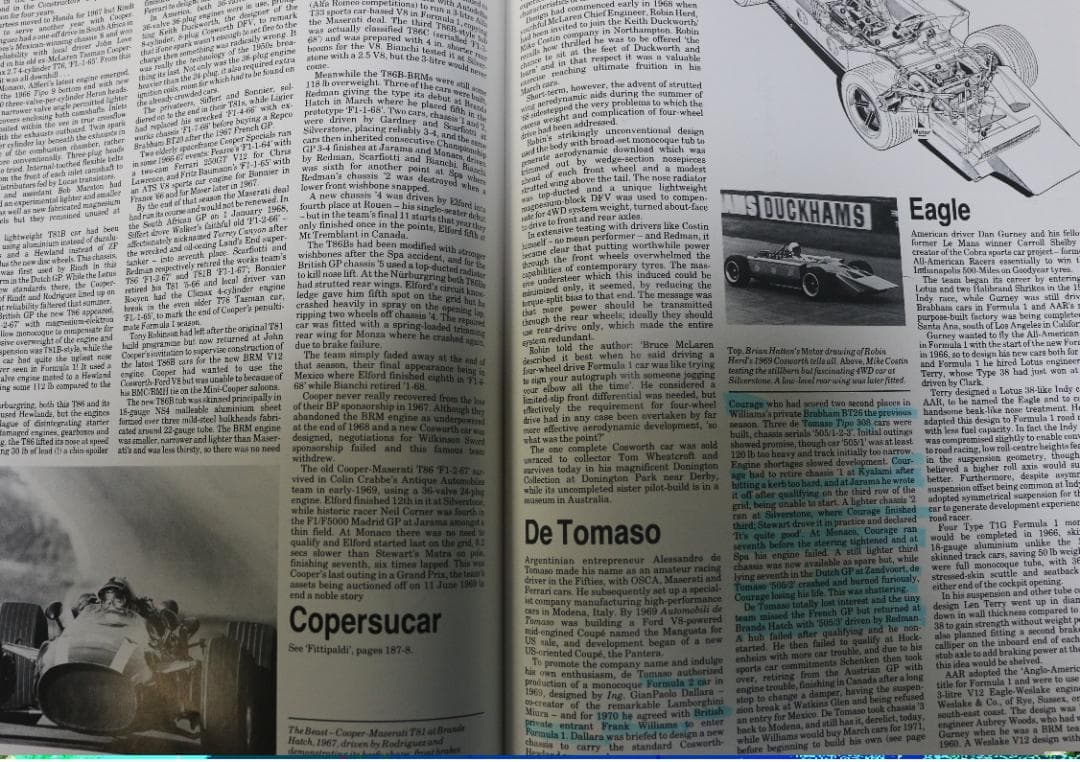 超希少　洋書　オートコース 　ヒストリー・オブ・グランプリーカー １９６６ー８５