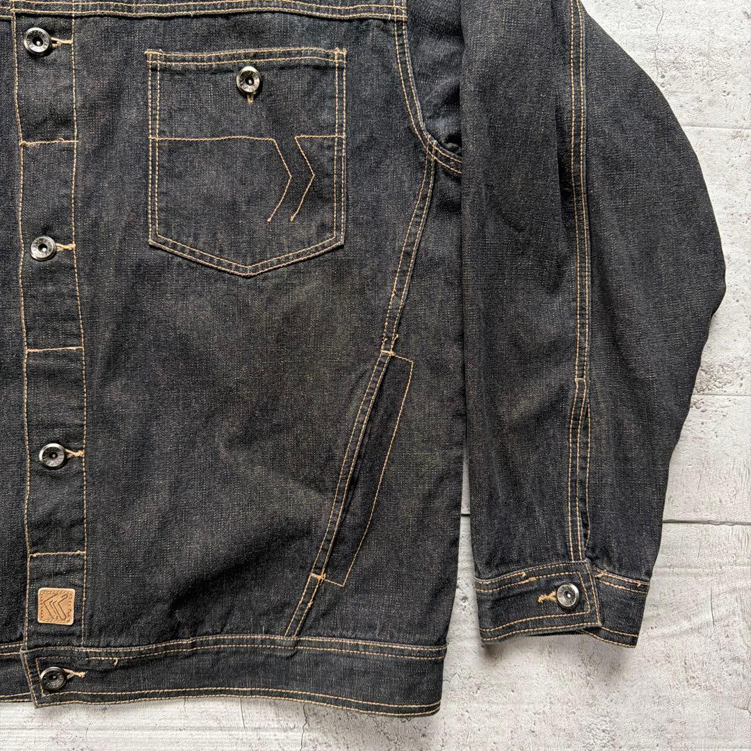 00s karl kani デニムジャケット ブラックデニムビックサイズ XL