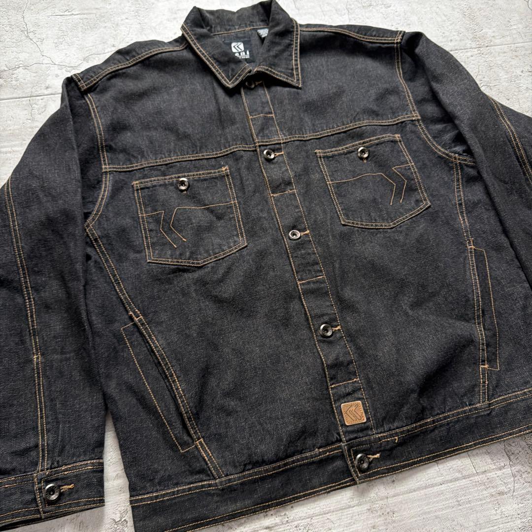 00s karl kani デニムジャケット ブラックデニムビックサイズ XL