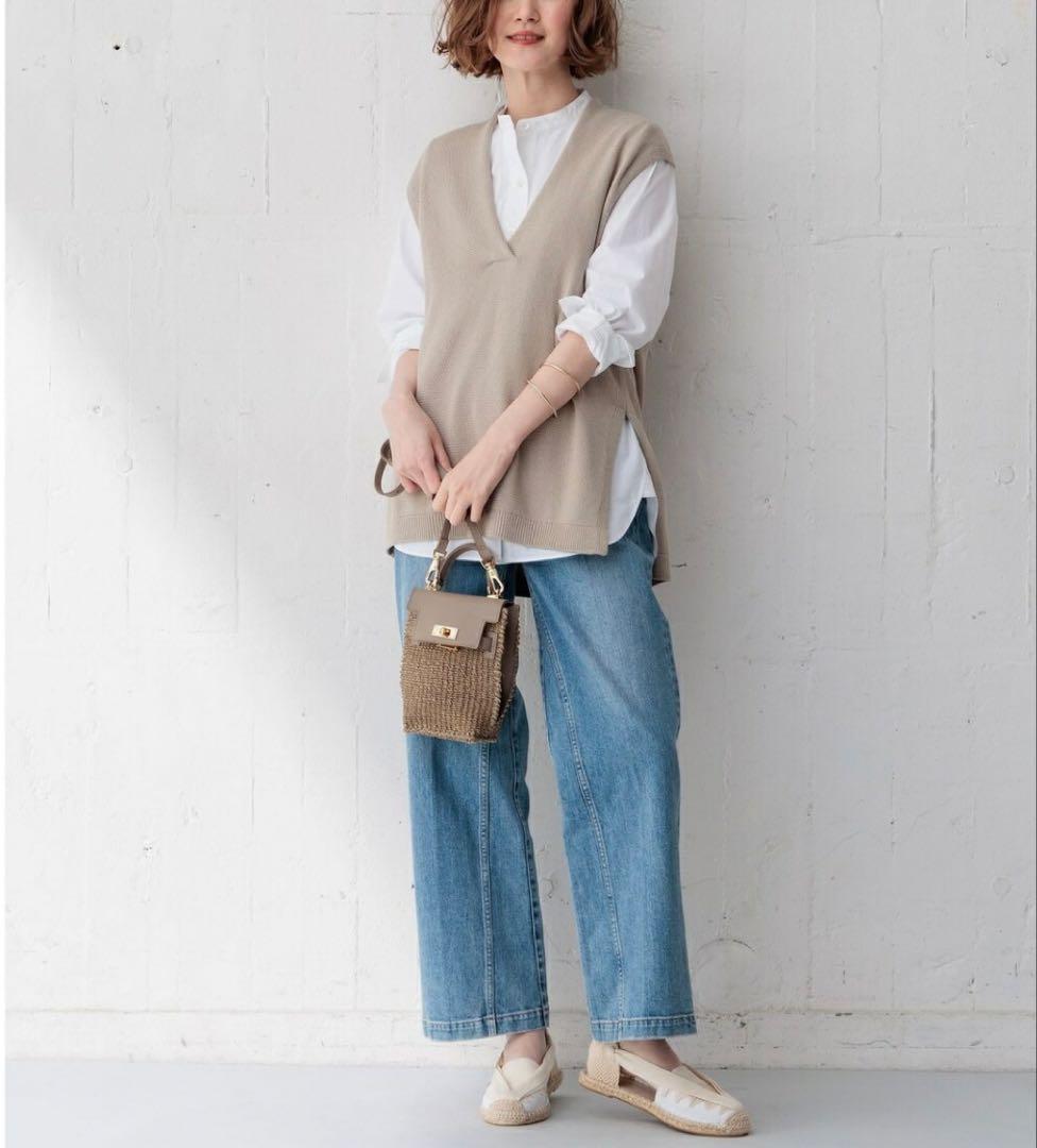 タグ付き新品✨23区【洗える】コットンコード ニットベスト　ベージュ