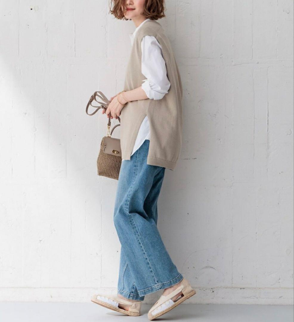 タグ付き新品✨23区【洗える】コットンコード ニットベスト　ベージュ