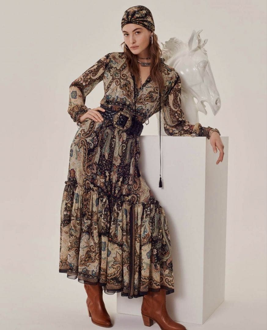 極美品✨ETROエトロ2020コレクション シルク100% マキシ丈ワンピース