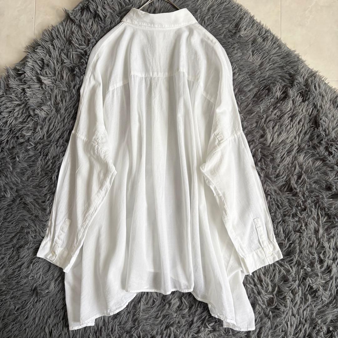 pas de calais 白プルオーバーシャツ S ワイドコットンゆったり