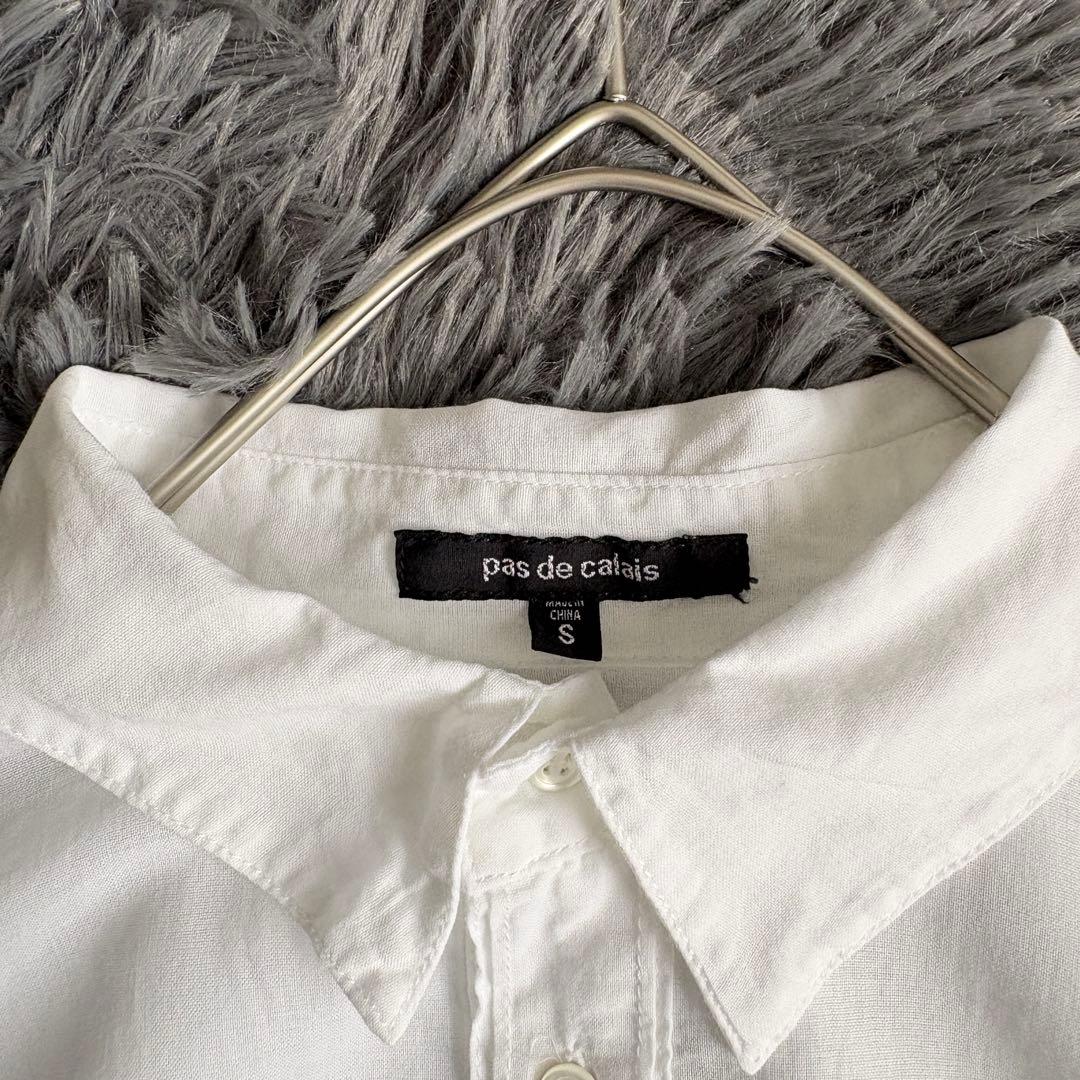 pas de calais 白プルオーバーシャツ S ワイドコットンゆったり