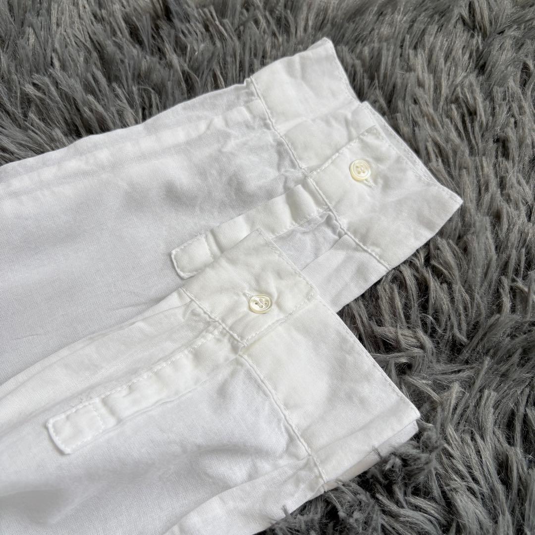 pas de calais 白プルオーバーシャツ S ワイドコットンゆったり