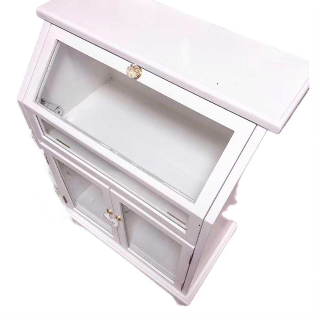 【中古】姫系 ホワイト家具 透明窓つきキャビネット 完売品 アンティーク