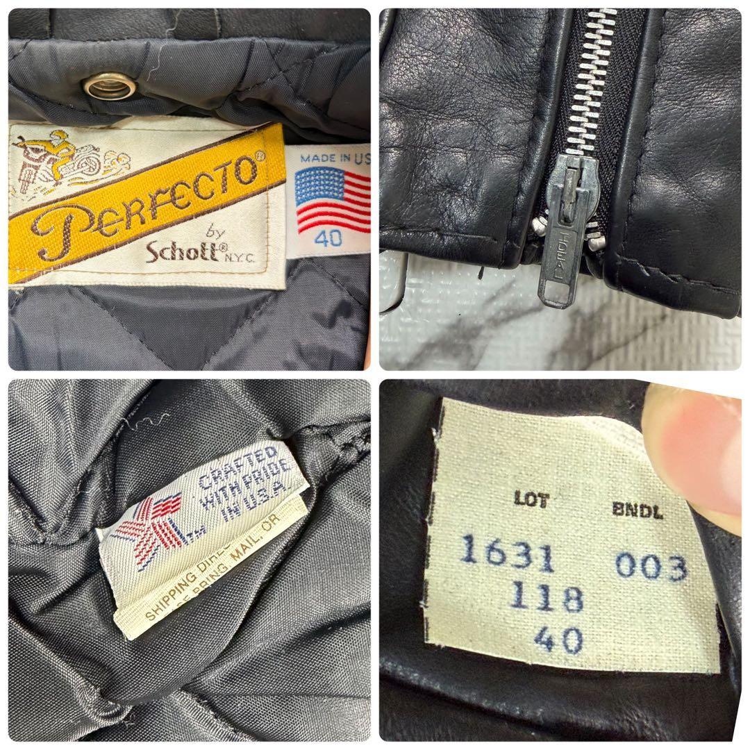 【米国製】schott ダブルライダース 118 40size カウハイド 黒