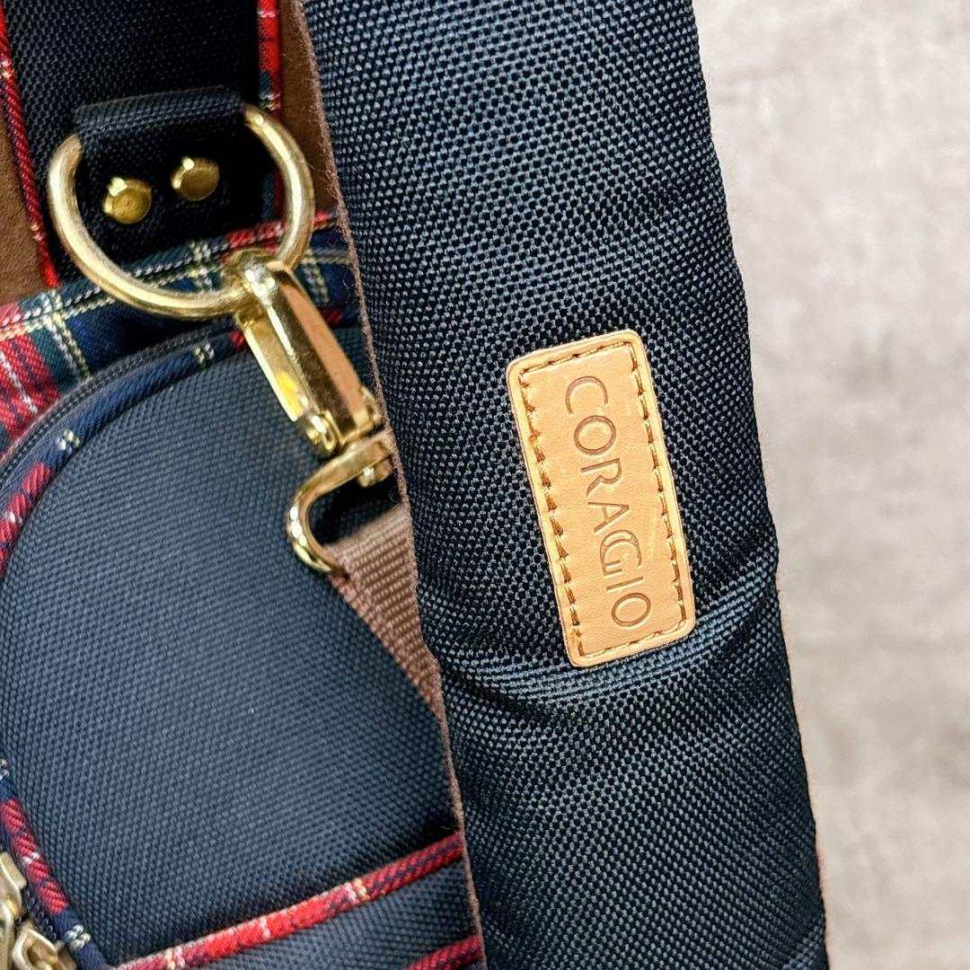 【送料込み】CORAGIO ネイビー チェック キャディバッグ