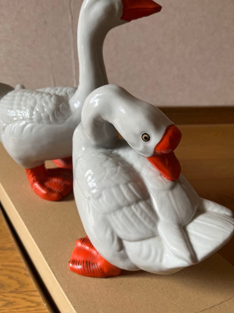 九谷焼 鵞鳥 置物 2体セット インテリア