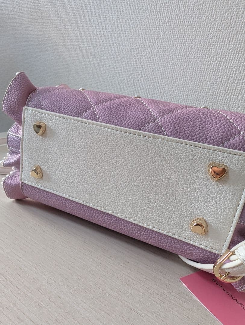 【美品】Samantha Vega キルティング パール ビジューフラッター 小