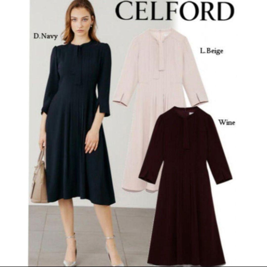 あいです❁CELFORD♡ボウタイ付　プリーツ　ワンピース