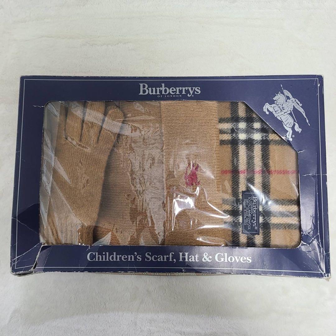未使用級BURBERRY LONDONバーバリーキッズ　マフラー、帽子、手袋 ⓵