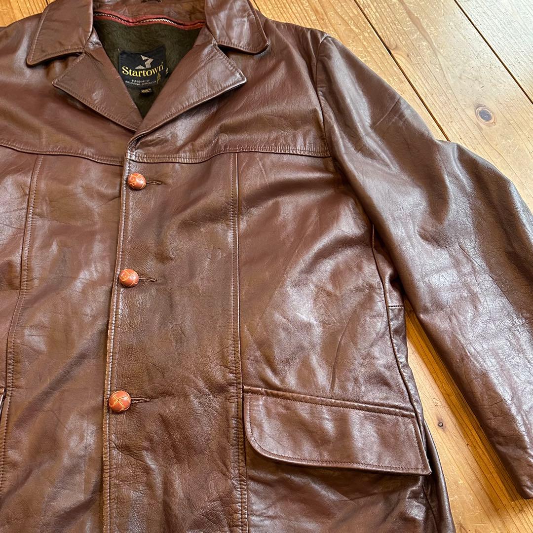 希少 70s USA製 裏地ボア クルミボタン レザー カーコート