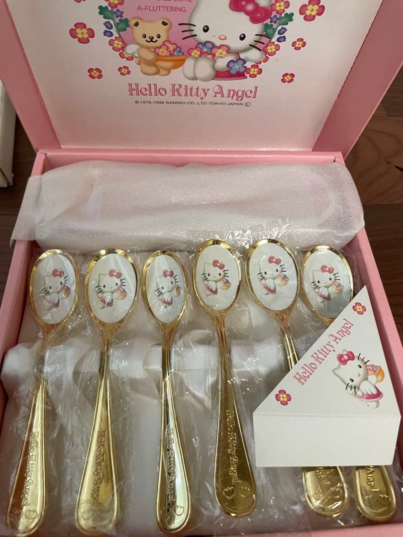 Hellokitty エンジェルキティ　スプーン&瀬戸物ケース希少　レア