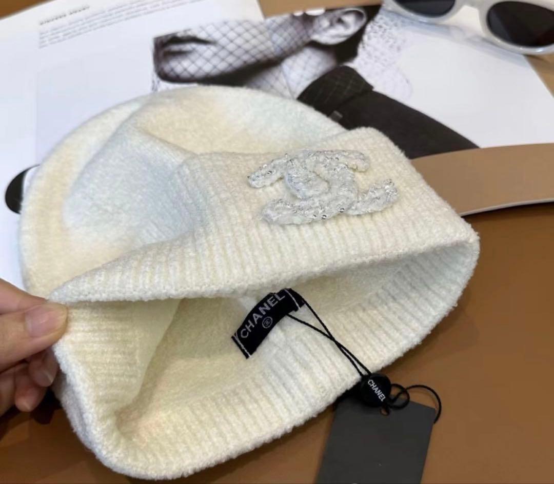【即日発送】CHANEL ホワイト ニット帽