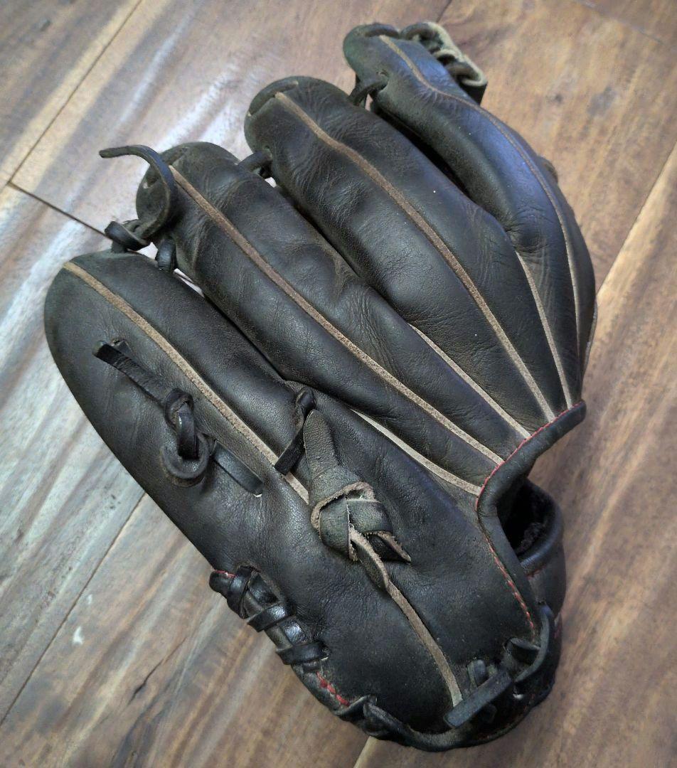 ZETT 黒 軟式少年野球グローブ オールラウンド用 右投 袋付