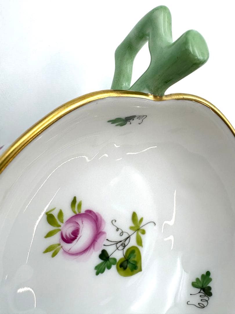 未使用保管品　HEREND ヘレンド　ウィーンの薔薇　シンプル　ピーチディッシュ