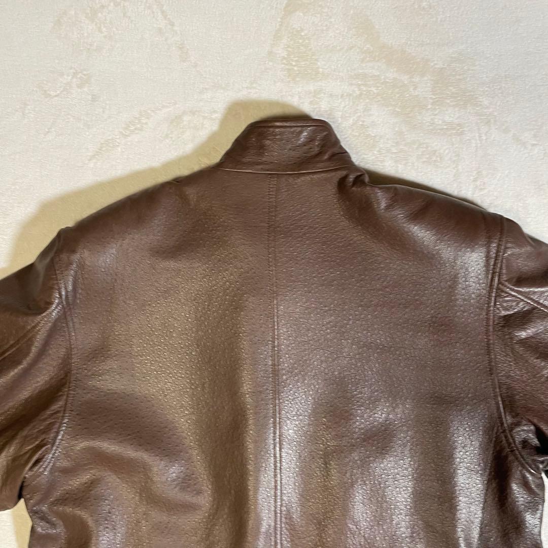 ヴィンテージ　ランバン　レザージャケット　オーストリッチ型押し　50 XL 茶色