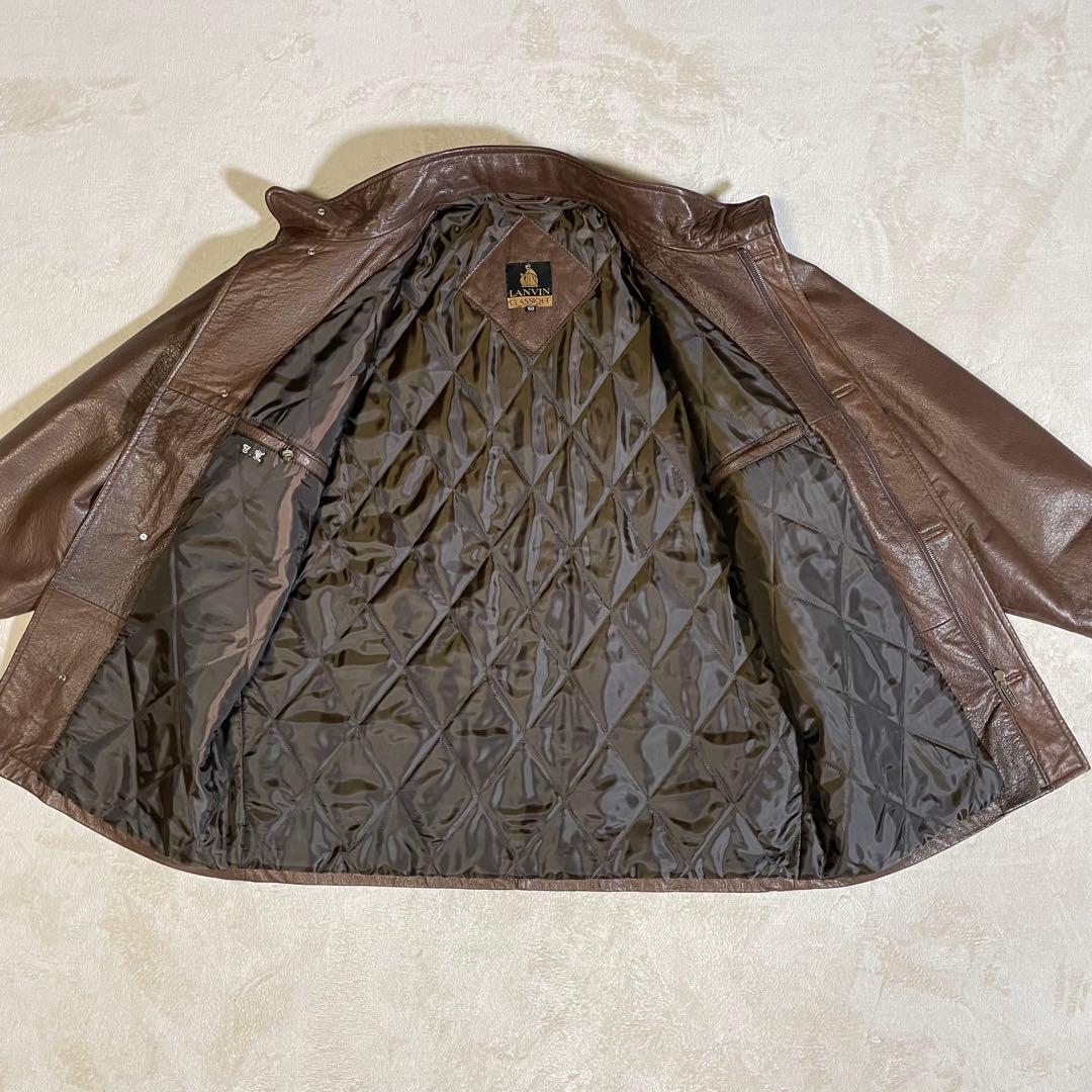 ヴィンテージ　ランバン　レザージャケット　オーストリッチ型押し　50 XL 茶色
