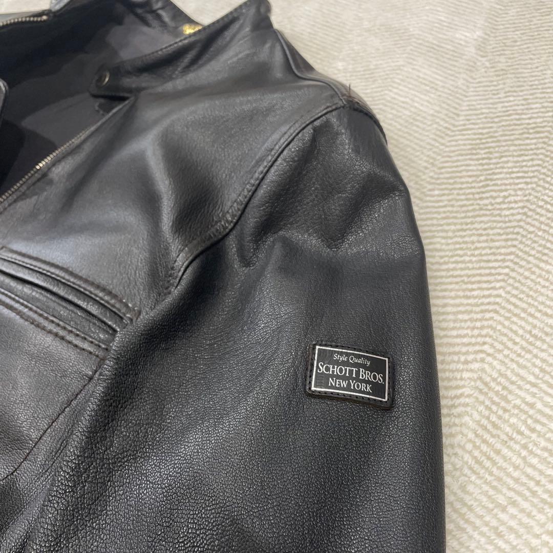 良品L Schott ショット　シングルライダース ジャケット やぎ革　ブラック
