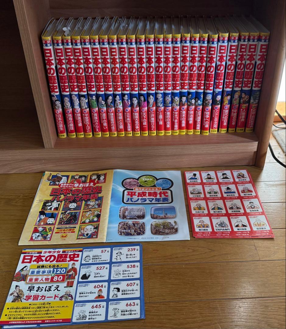 学習漫画　日本の歴史全巻 小学館　中学受験　パノラマ年表、学習カード付き