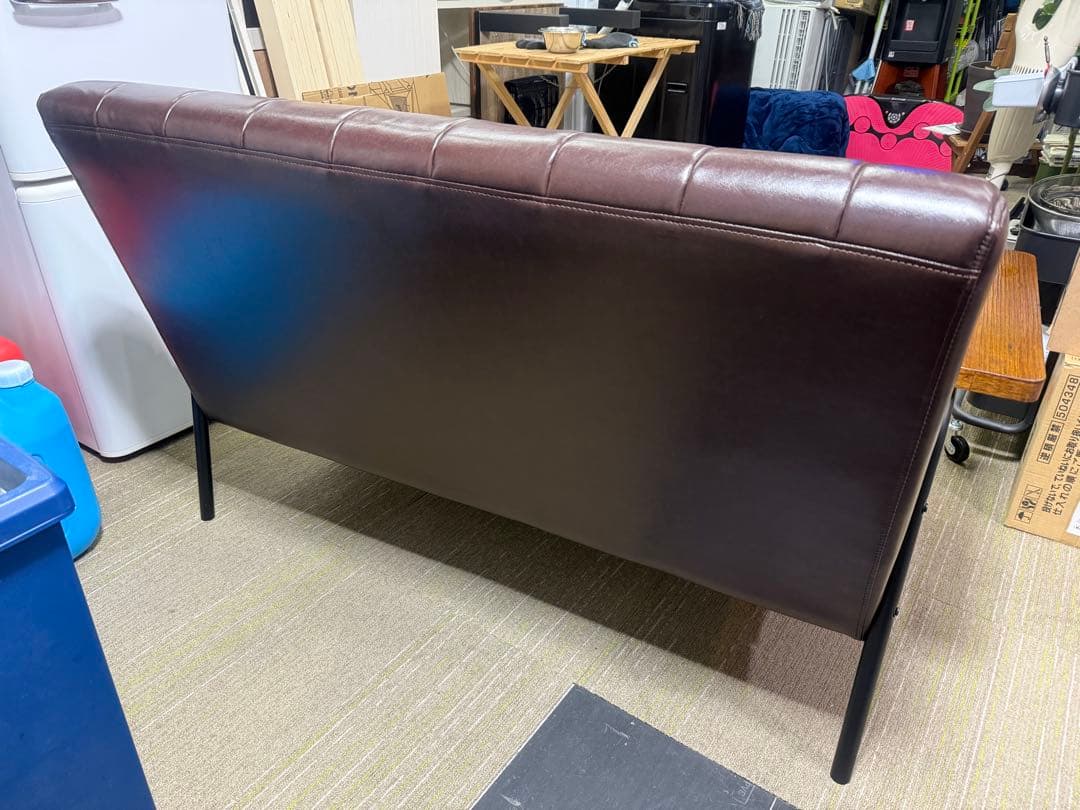 【美品】ニトリ　2人用合皮ソファ　(Nシールド ステイン2KD DBR)