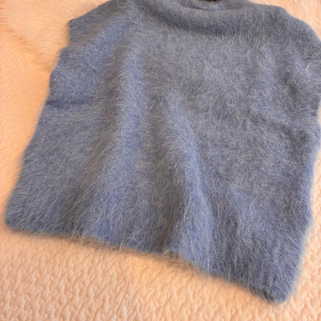 美品♡ebure シャギースーリーアルパカハイネックノースリーブニット
