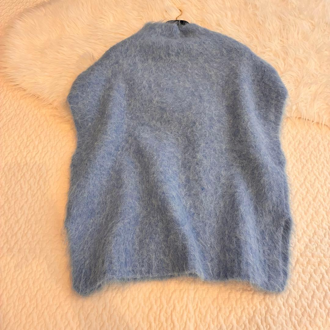 美品♡ebure シャギースーリーアルパカハイネックノースリーブニット