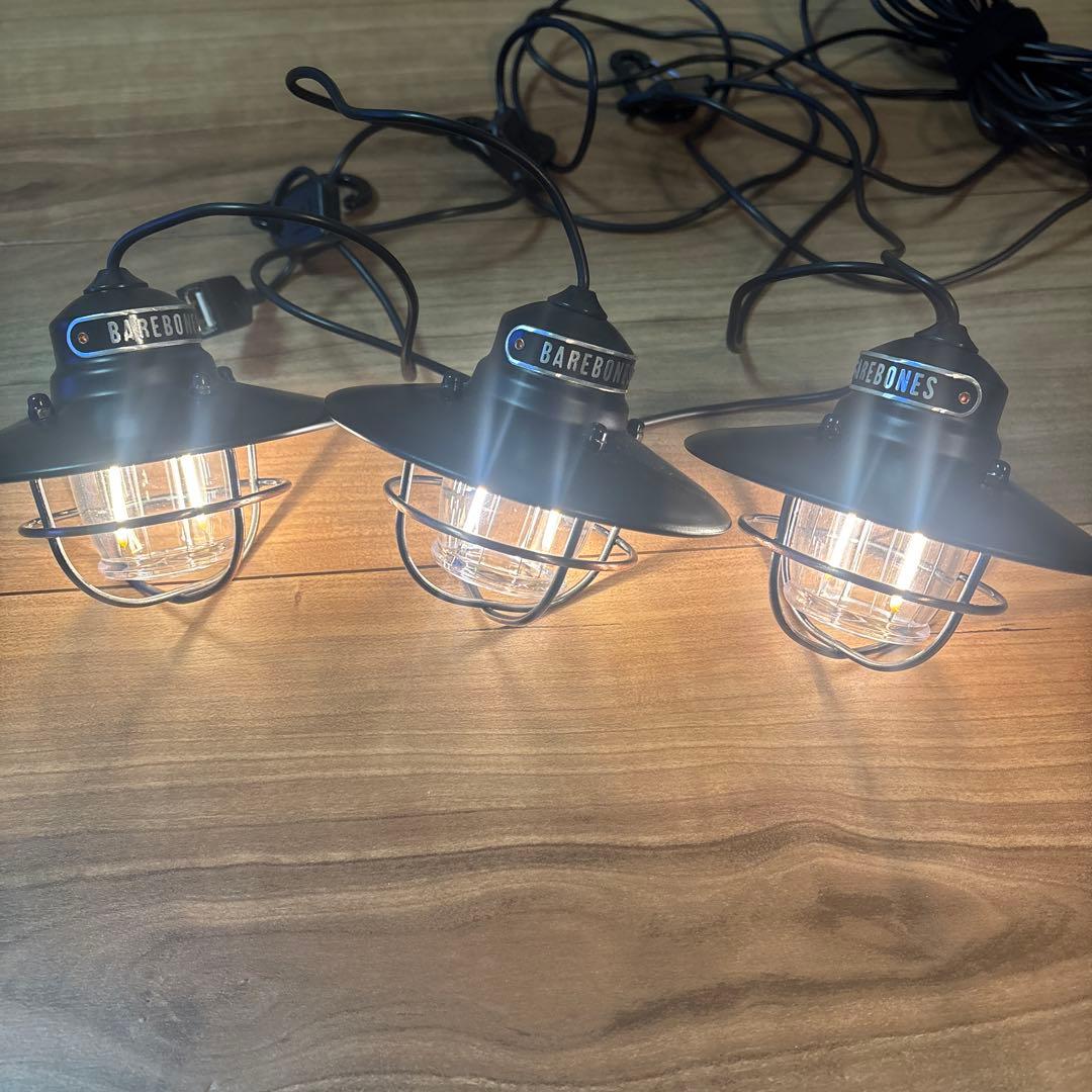 ベアボーンズ3連エジソンストリングライト LED ランタン ブラック