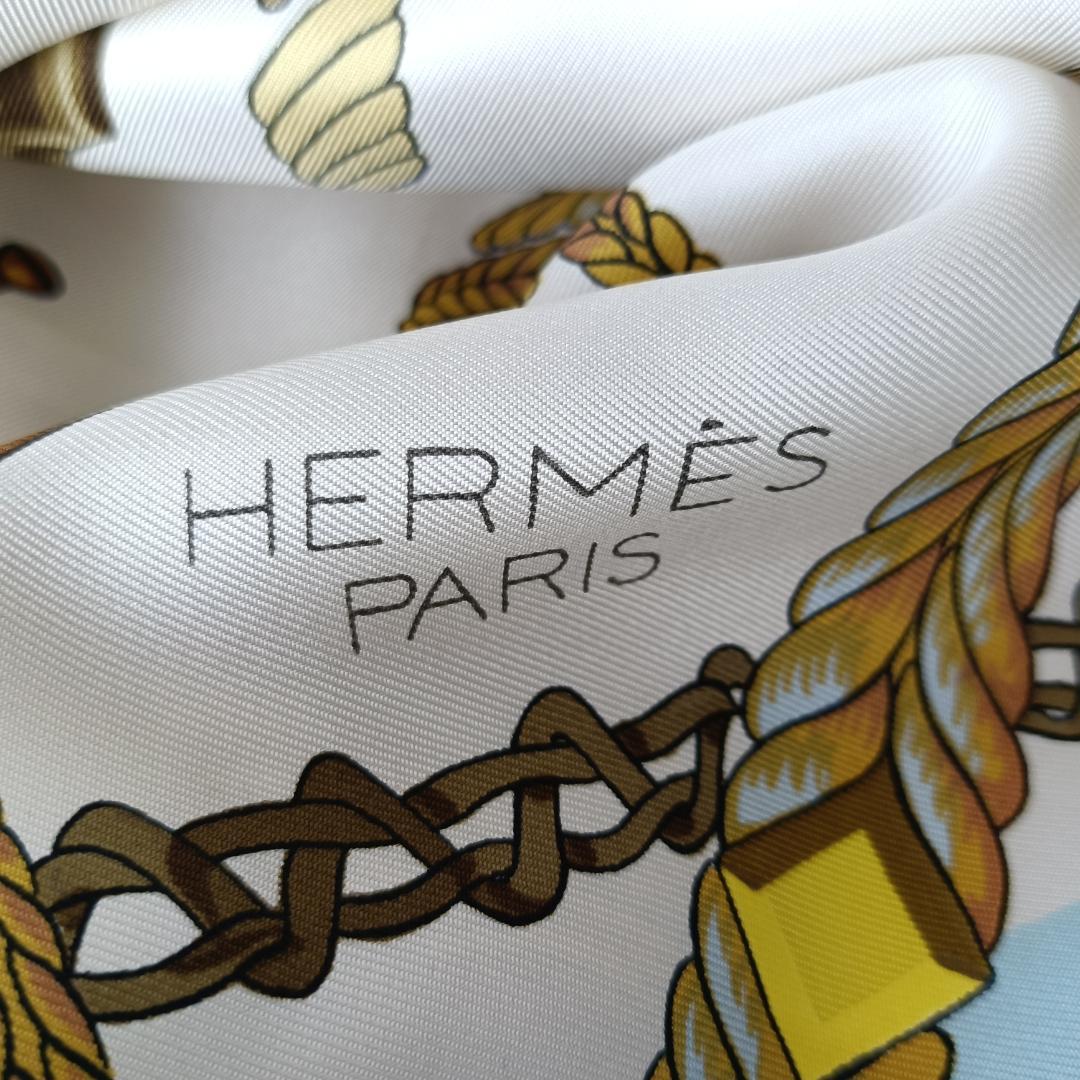 HERMES カレ90 Le Timbalier ティンパニ奏者 ライトブルー