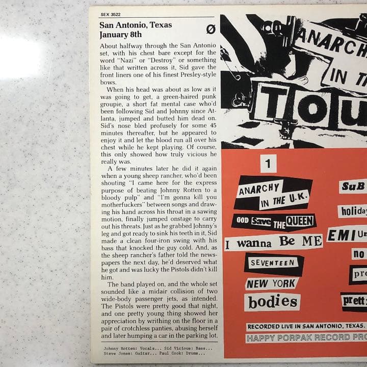 Bootleg シドが観客にベースを振り下ろした SEX PISTOLS LP