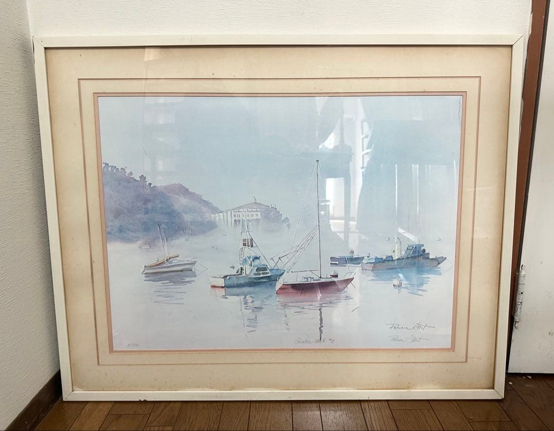 Fishing Boats 水彩画 大判　97×77