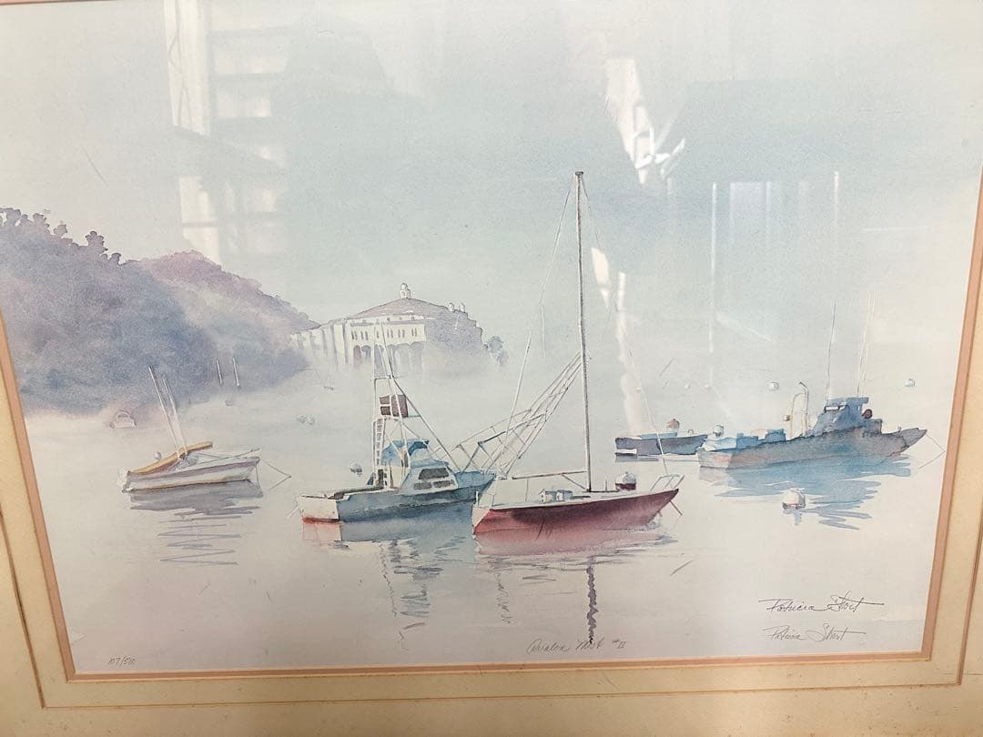 Fishing Boats 水彩画 大判　97×77