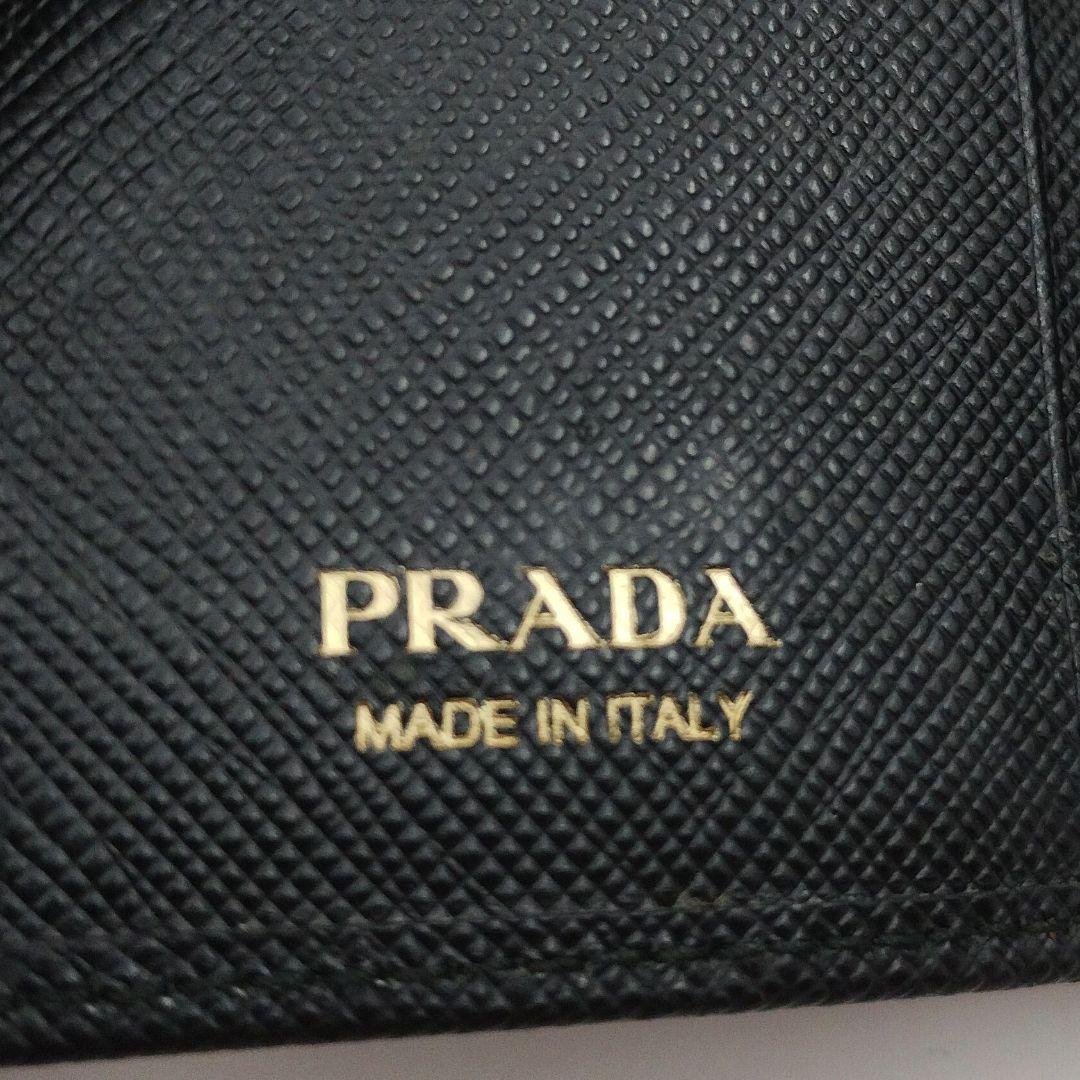 PRADA プラダ キーケース リボン ブラック系×ゴールド 4連 サフィアーノ