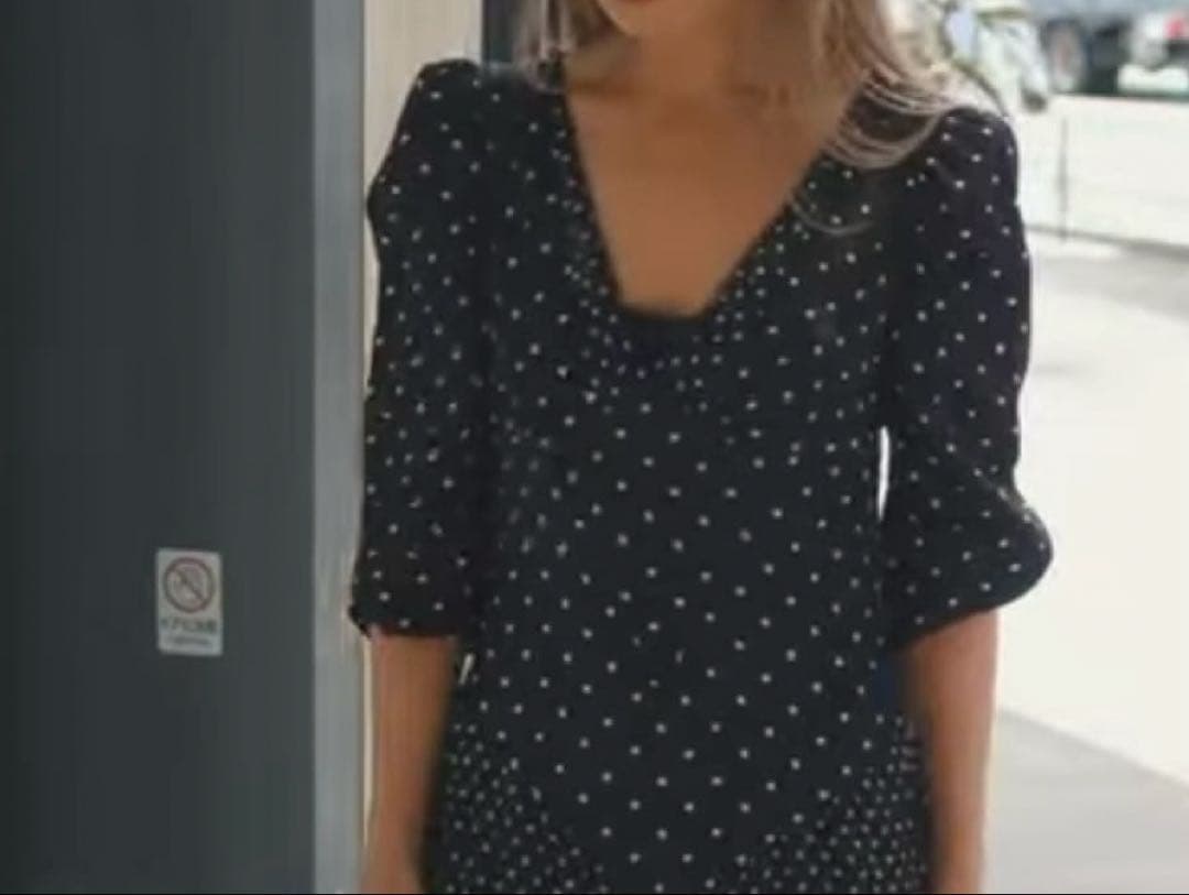 GANNI ロングワンピース　ドット　ブラック　36